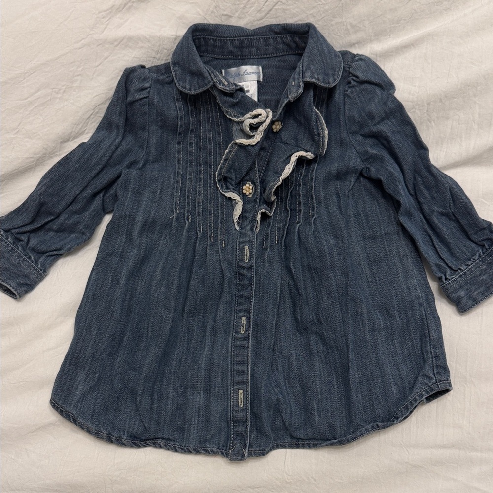 Ralph Lauren Baby Blue Denim Button Down Shirt 9 Months